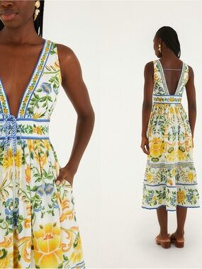 FARM Rio | Dresses | Farm Rio Blue Sunset Tapestry Sleeveless Midi Dress |  Poshmark